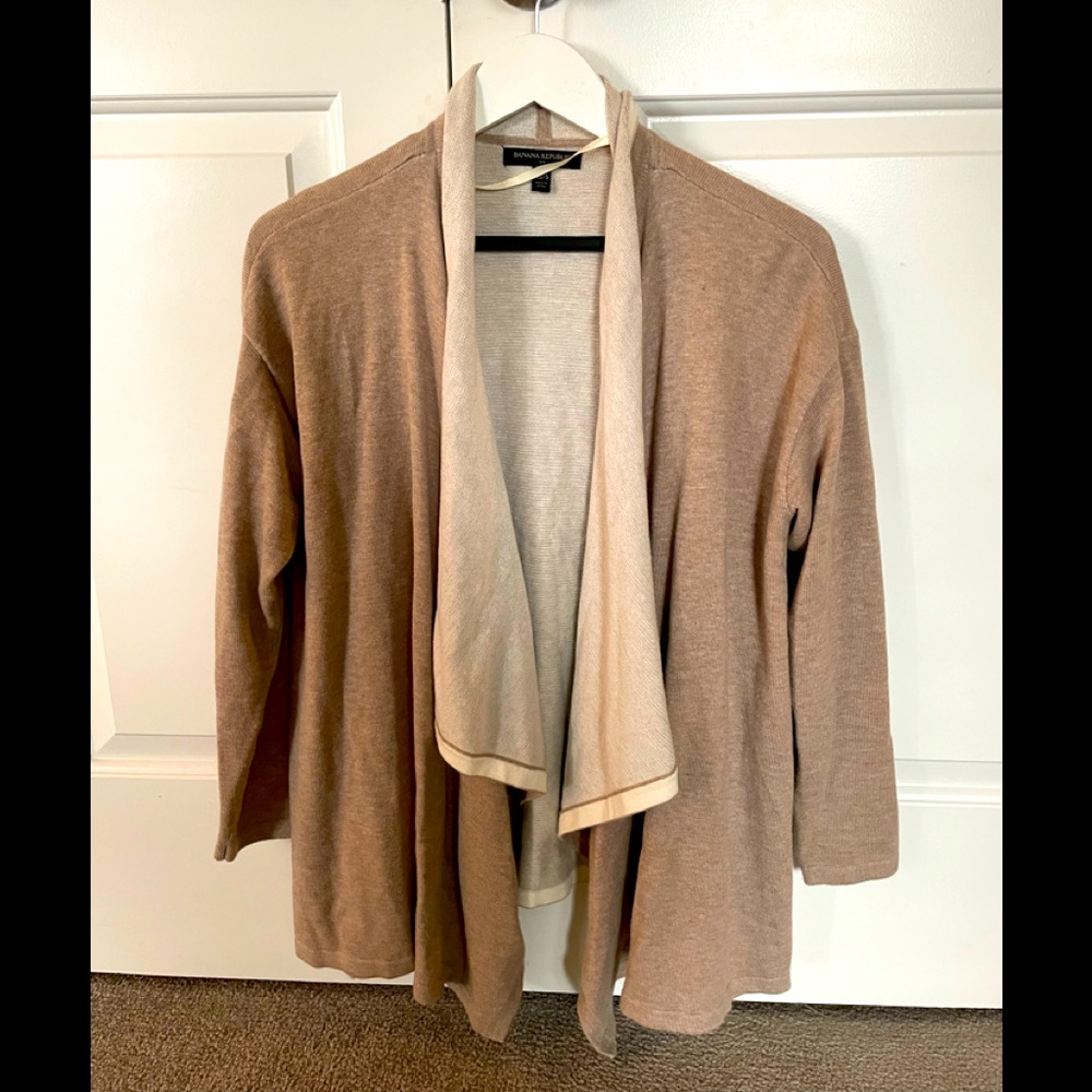 Long Open Sweater- two tone at front